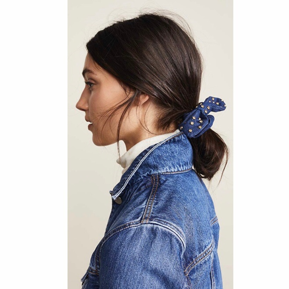Lele Sadoughi denim crystal scrunchie